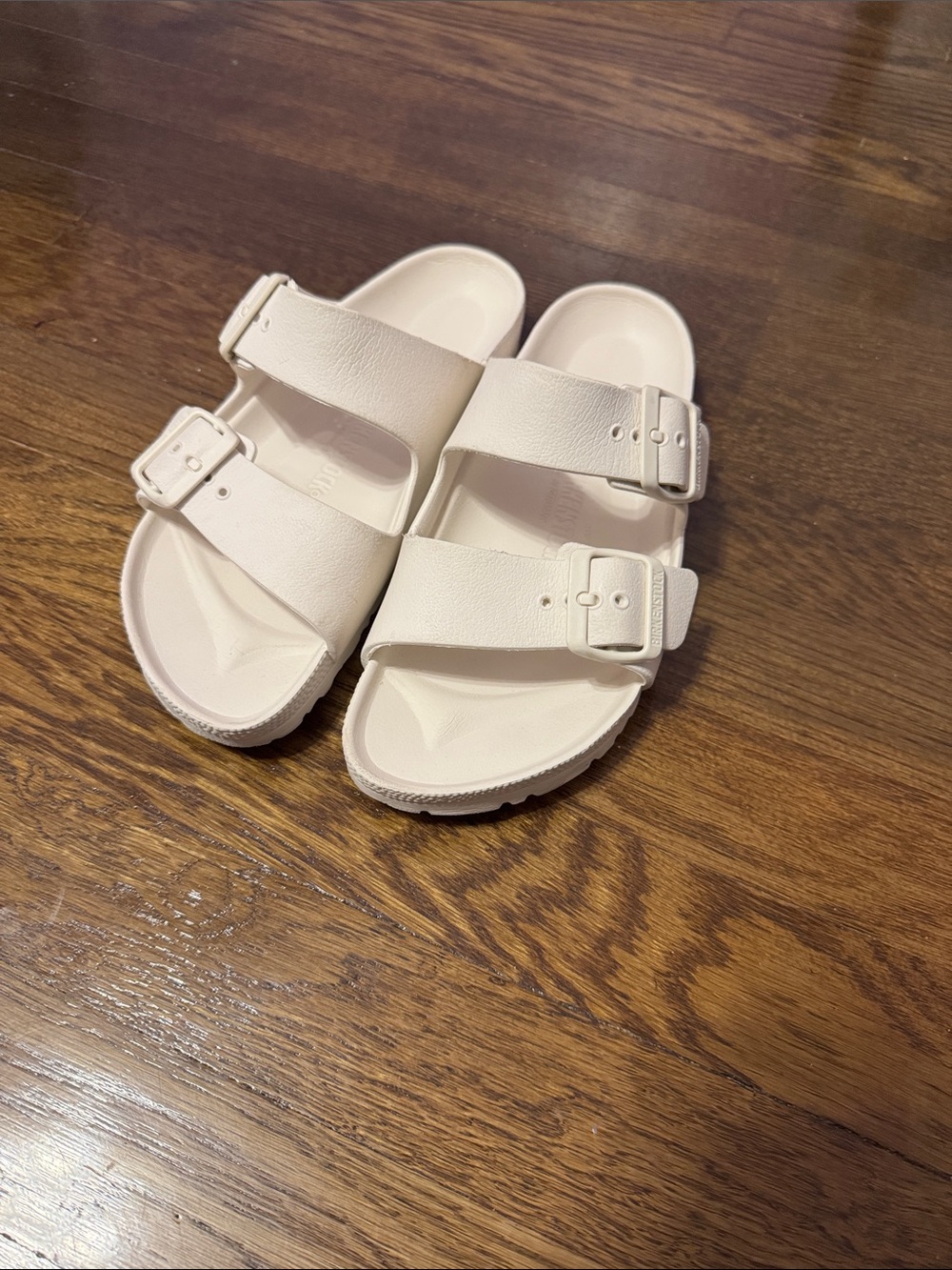 Birkenstock Kids Double-Buckle Slides in Off-White